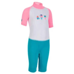 Combinaison De Natation Anti UV Bébé / Enfant Manches Courtes Rose Imprimé -Nabaiji 8577039