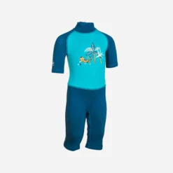 Combinaison De Natation Anti UV Bébé / Enfant Manches Courtes Bleu Imprimé Tigre -Nabaiji 8732506