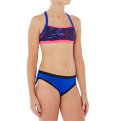 Bas De Maillot De Bain De Natation Fille Résistant Au Chlore Jade Bleu Noir -Nabaiji bas de maillot de bain de natation fille resistant au chlore jade bleu noir 3
