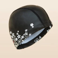 Bonnet De Bain Maille Silicone PRINT POLI BLACK -Nabaiji bonnet de bain maille silicone print poli black 2