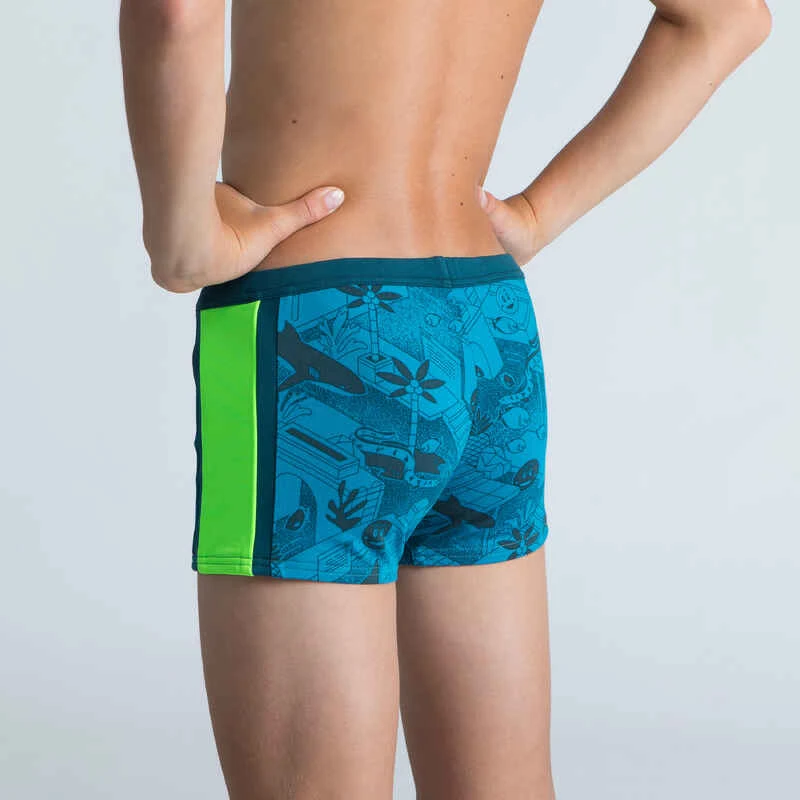 Boxer De Bain Natation Garçon - Yokob - Bleu Sombre / Vert Fluo 6 Boxer De Bain Natation Garçon - Yokob - Bleu Sombre / Vert Fluo – Image 4