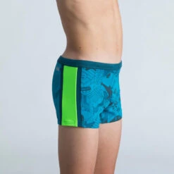 Boxer De Bain Natation Garçon - Yokob - Bleu Sombre / Vert Fluo -Nabaiji boxer de bain natation garcon yokob bleu sombre vert fluo 2