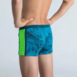 Boxer De Bain Natation Garçon - Yokob - Bleu Sombre / Vert Fluo -Nabaiji boxer de bain natation garcon yokob bleu sombre vert fluo 3
