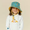 Chapeau Anti UV Bébé Réversible Jaune Et Bleu Imprimé SAVANE -Nabaiji chapeau anti uv bebe reversible jaune et bleu imprime savane