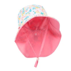 Chapeau Anti UV Bébé Réversible Rose Clair Et Imprimé Fleurs -Nabaiji chapeau anti uv bebe reversible rose clair et imprime fleurs 7