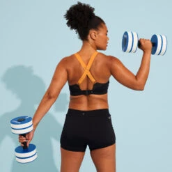 Haut De Maillot De Bain Aquagym-aquabike Femme Elea Noir Ocre -Nabaiji haut de maillot de bain aquagym aquabike femme elea noir ocre 2