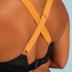 Haut De Maillot De Bain Aquagym-aquabike Femme Elea Noir Ocre -Nabaiji haut de maillot de bain aquagym aquabike femme elea noir ocre 4