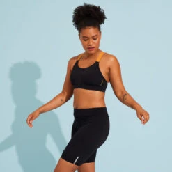 Haut De Maillot De Bain Aquagym-aquabike Femme Elea Noir Ocre -Nabaiji haut de maillot de bain aquagym aquabike femme elea noir ocre 6