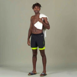 Jammer-Short De Natation Homme 500 Fiti - Noir / Jaune / Beige -Nabaiji jammer short de natation homme 500 fiti noir slash jaune slash beige 8