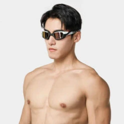 Lunettes De Natation - TURN Taille L - Verres Miroir - Noir / Blanc / Rouge -Nabaiji lunettes de natation turn taille l verres fumes noir slash gris slash jaune 6