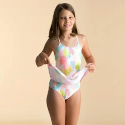 Maillot De Bain De Natation 1 Pièce Jupette Lila Ama Blanc -Nabaiji maillot de bain de natation 1 piece jupette lila ama blanc 2