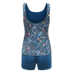 1P PA 100 HEVA TANKI ALL LEJO BLUE -Nabaiji maillot de bain de natation femme une piece heva tankini ond noir 2