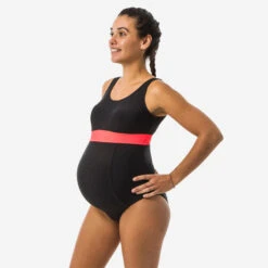 Maillot De Bain De Natation Grossesse 1 Pièce Romane Noir Corail