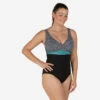Maillot De Bain Gainant Natation Femme 1 Pièce Kaipearl Triki Leo Noir -Nabaiji maillot de bain gainant natation femme 1 piece kaipearl triki leo noir