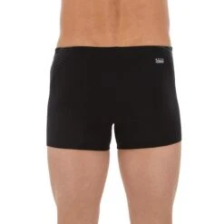 MAILLOT DE BAIN HOMME BOXER 500 FIT NOIR DASH GRIS -Nabaiji maillot de bain homme boxer 500 fit noir dash gris 2