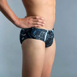 MAILLOT DE BAIN NATATION HOMME SLIP 900 PRINT KOLI GRIS -Nabaiji maillot de bain natation homme slip 900 print koli gris 2