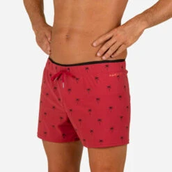 Short De Bain Natation Homme - Swimshort 100 Court - Cali Rouge Noir -Nabaiji maillot de bain natation homme swimshort 100 court tex bleu 1