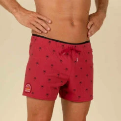 Short De Bain Natation Homme - Swimshort 100 Court - Cali Rouge Noir -Nabaiji maillot de bain natation homme swimshort 100 court tex bleu 2