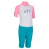 Combinaison De Natation Anti UV Bébé / Enfant Manches Courtes Rose Imprimé -Nabaiji maillot de bain shorty anti uv bebe manches courtes blanc bleu et rose imprime