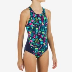 Maillot De Bain Une Pièce De Natation Fille Kamiye Print Alg Bleu / Rose -Nabaiji maillot de bain une piece de natation fille kamiye print alg bleu rose 2