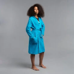 Peignoir De Bain Femme Coton Turquoise -Nabaiji peignoir de bain femme coton turquoise 1