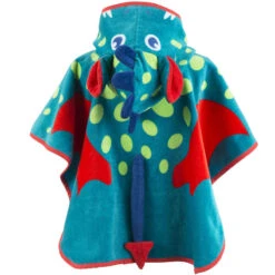 Poncho Bébé Avec Capuche Bleu Vert Imprimé DRAGON -Nabaiji poncho bebe avec capuche bleu vert imprime dragon 5