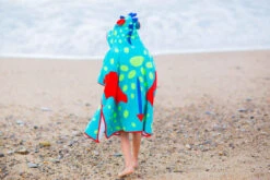 Poncho De Bain Coton Bébé - Dragon Bleu-Vert -Nabaiji poncho bebe slash enfant bleu vert avec capuche imprime dragon 1