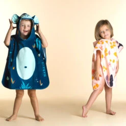 Poncho De Bain Coton Bébé - Singe Bleu Foncé -Nabaiji poncho de bain coton bebe singe bleu fonce 3