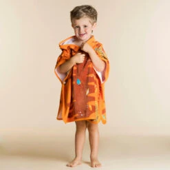 Poncho De Bain Coton Bébé - Tigre Orange-Marron -Nabaiji poncho de bain coton bebe tigre orange marron 2
