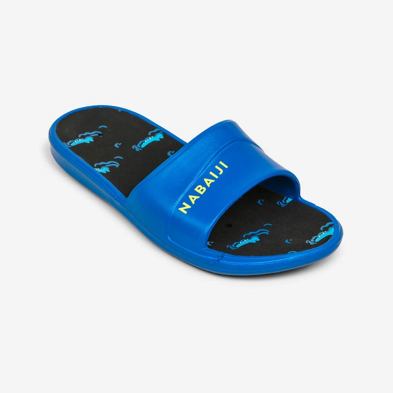 Sandale Claquette Piscine Enfant SLAP 500 PRINT Croco Bleu Noir 4 Sandale Claquette Piscine Enfant SLAP 500 PRINT Croco Bleu Noir â Image 2