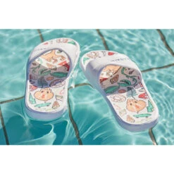 Sandale Claquette Piscine Enfant SLAP 500 PRINT Dino Blanc -Nabaiji sandale claquette piscine enfant slap 500 print dino blanc 3