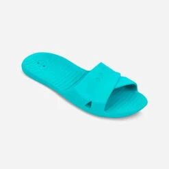 Sandale Claquette Piscine Femme SLAP 100 BASIC Bleu Mer -Nabaiji sandales de piscine femme slap 100 basic bleu fonce 3