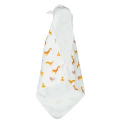 Serviette De Bain En Coton Pour Bébé Imprimé SAVANE Avec Capuche -Nabaiji serviette de bain en coton pour bebe imprime savane avec capuche 2