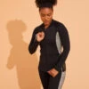 Tee Shirt Zippé Manches Longes Femme Aquagym Aquabike LIA KAKI -Nabaiji tee shirt zippe manches longes femme aquagym aquabike lia kaki