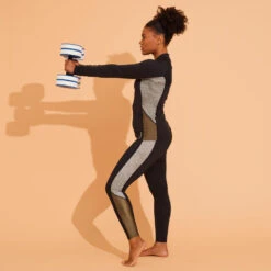 Tee Shirt Zippé Manches Longes Femme Aquagym Aquabike LIA KAKI -Nabaiji tee shirt zippe manches longes femme aquagym aquabike lia kaki 6